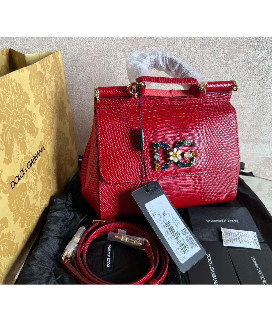 DOLCE&GABBANA Красная кожаная сумка через плечо, фото 3