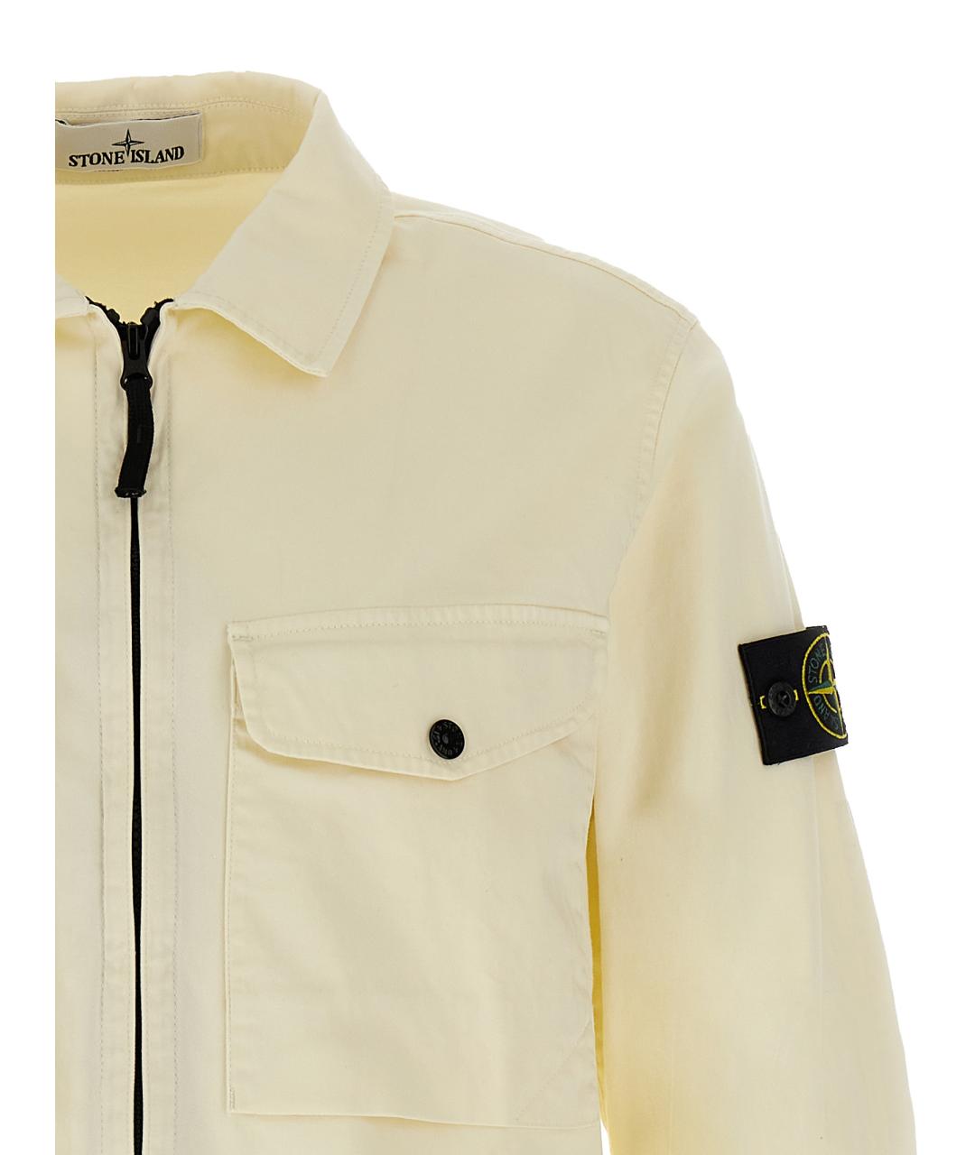 STONE ISLAND Белая хлопковая куртка, фото 3