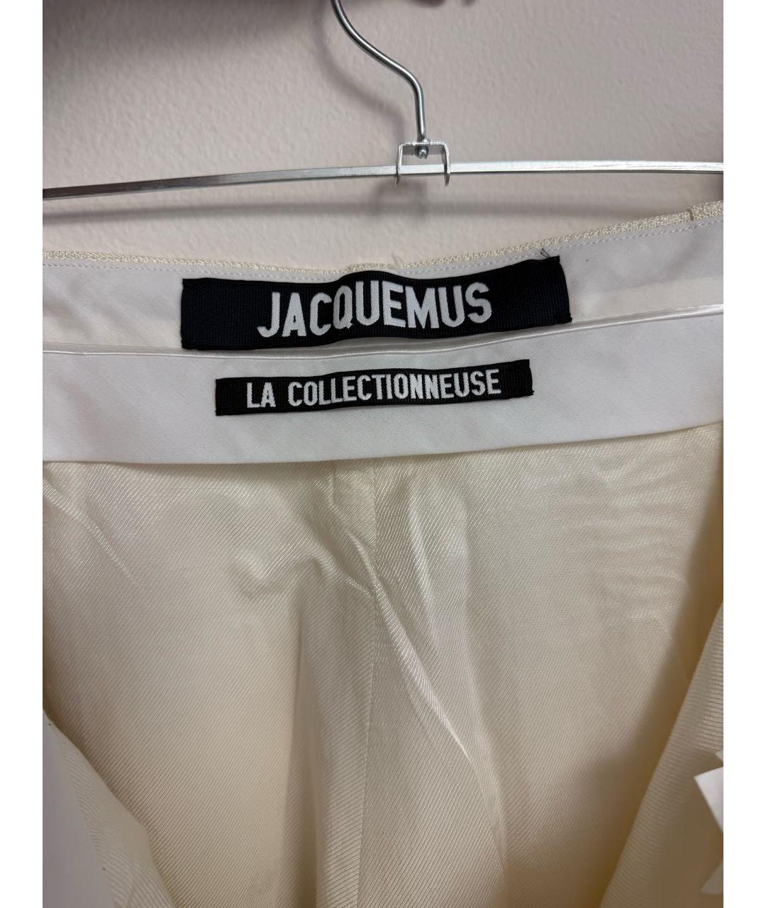 JACQUEMUS Белые вискозные брюки широкие, фото 3