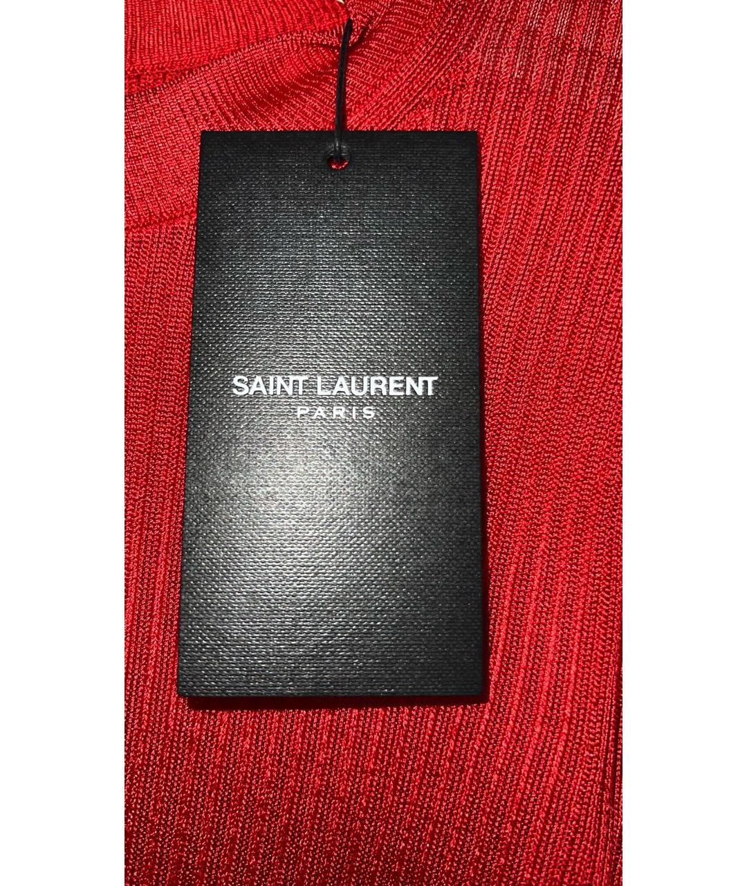 SAINT LAURENT Красная вискозная водолазка, фото 6