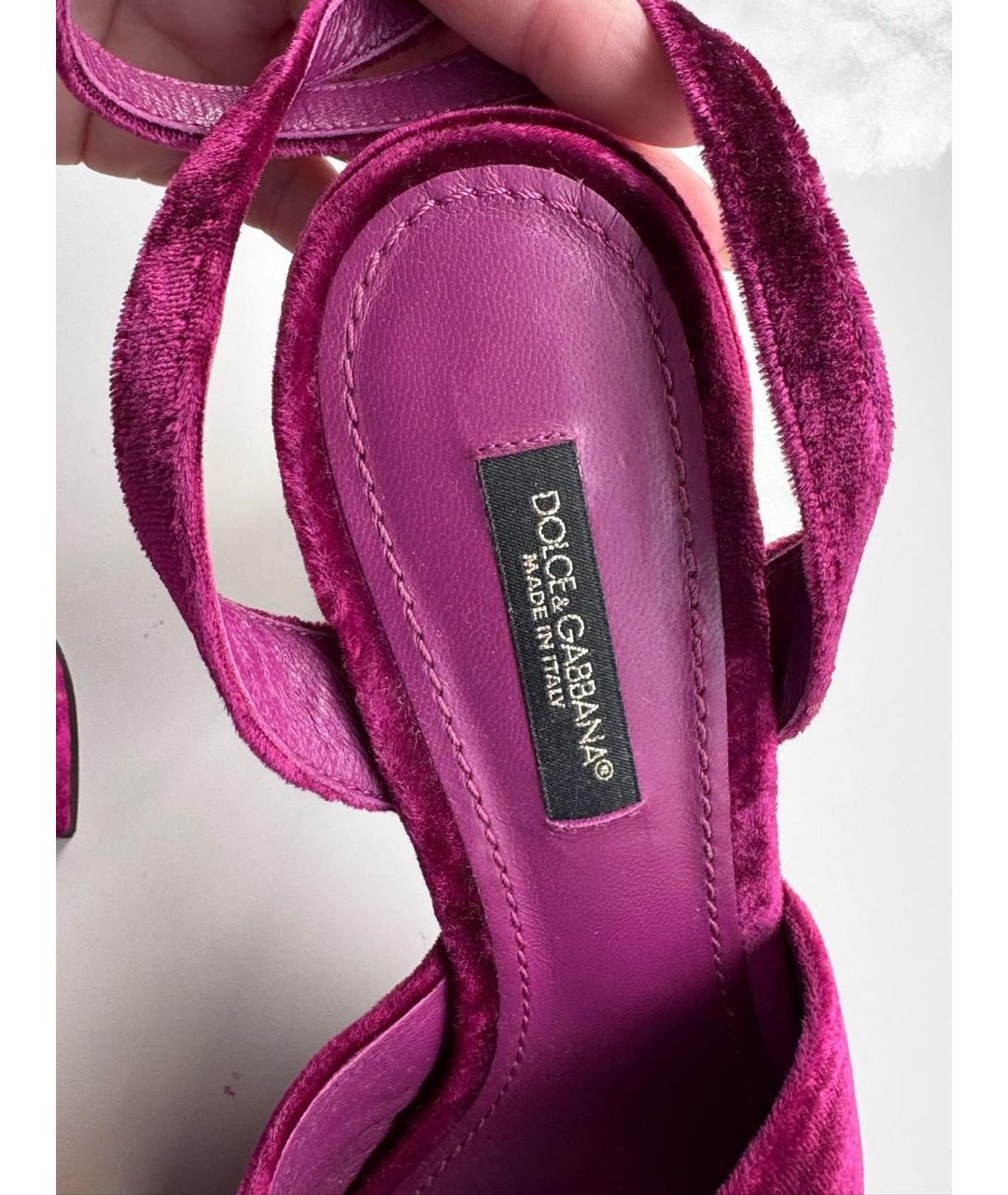 DOLCE&GABBANA Бордовые бархатные босоножки, фото 5