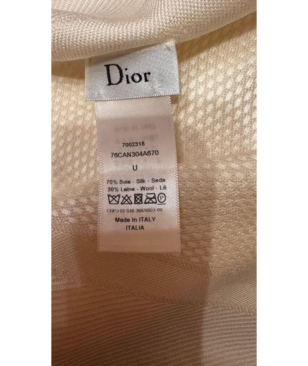 CHRISTIAN DIOR Белый шерстяной платок, фото 3