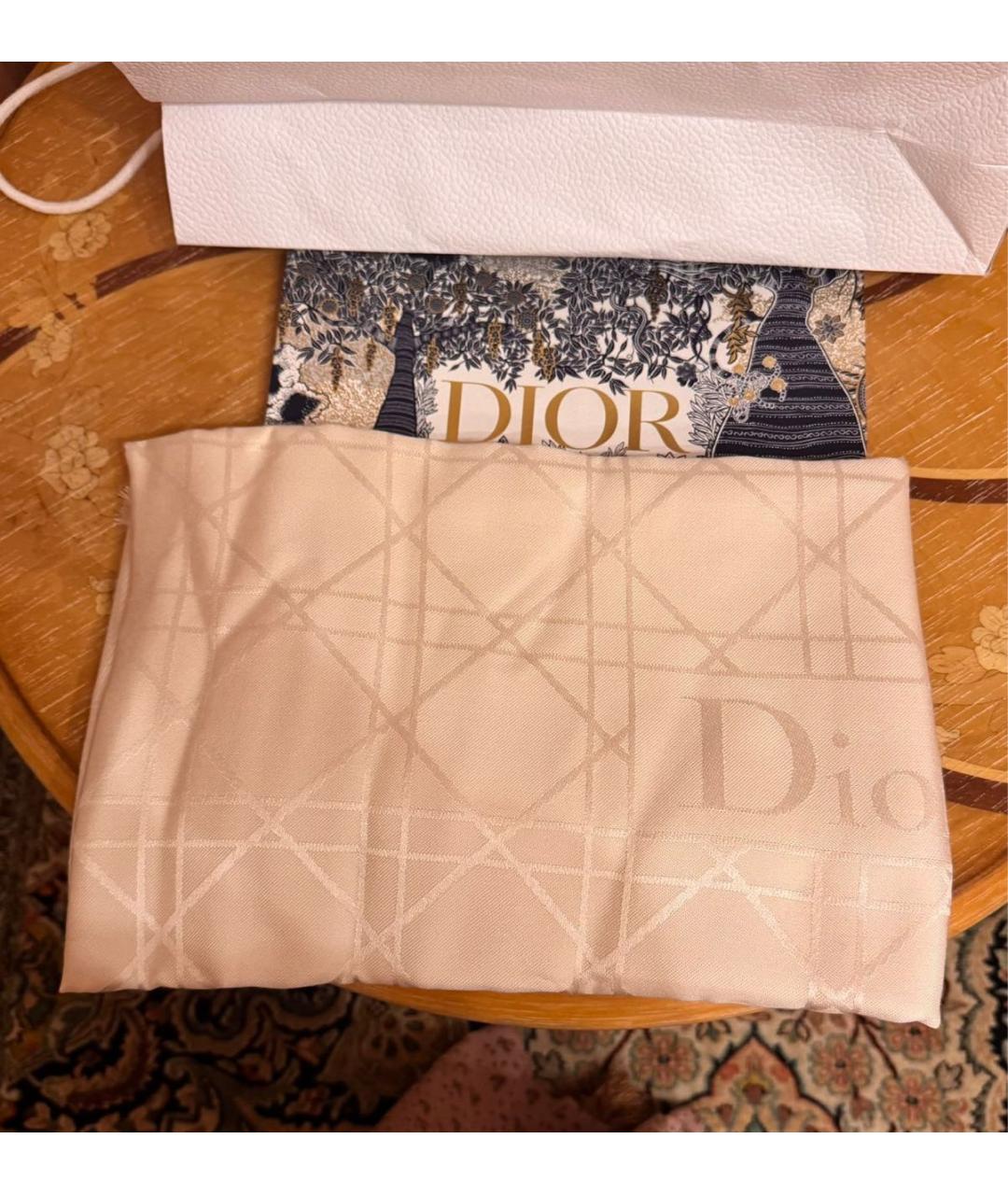 CHRISTIAN DIOR Белый шерстяной платок, фото 4