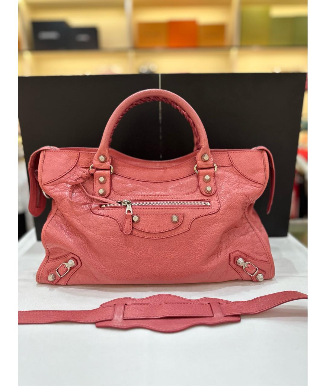 BALENCIAGA Розовая кожаная сумка через плечо, фото 9