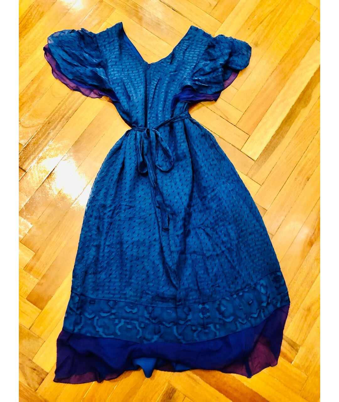 ANNA SUI Синее шелковое платье, фото 2