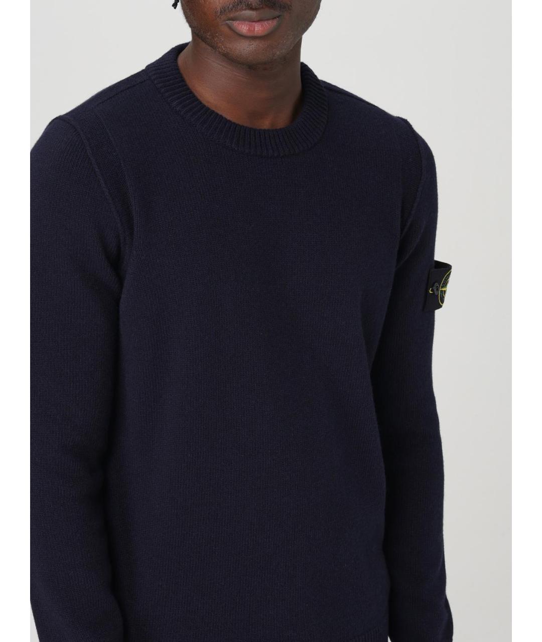 STONE ISLAND Темно-синий хлопковый джемпер / свитер, фото 6