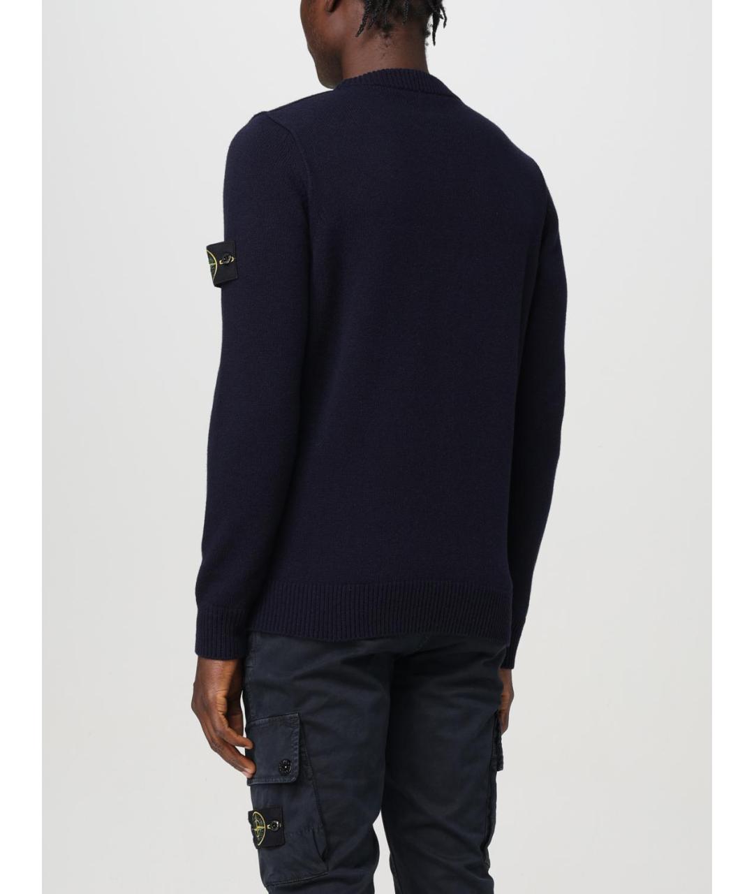 STONE ISLAND Темно-синий хлопковый джемпер / свитер, фото 4