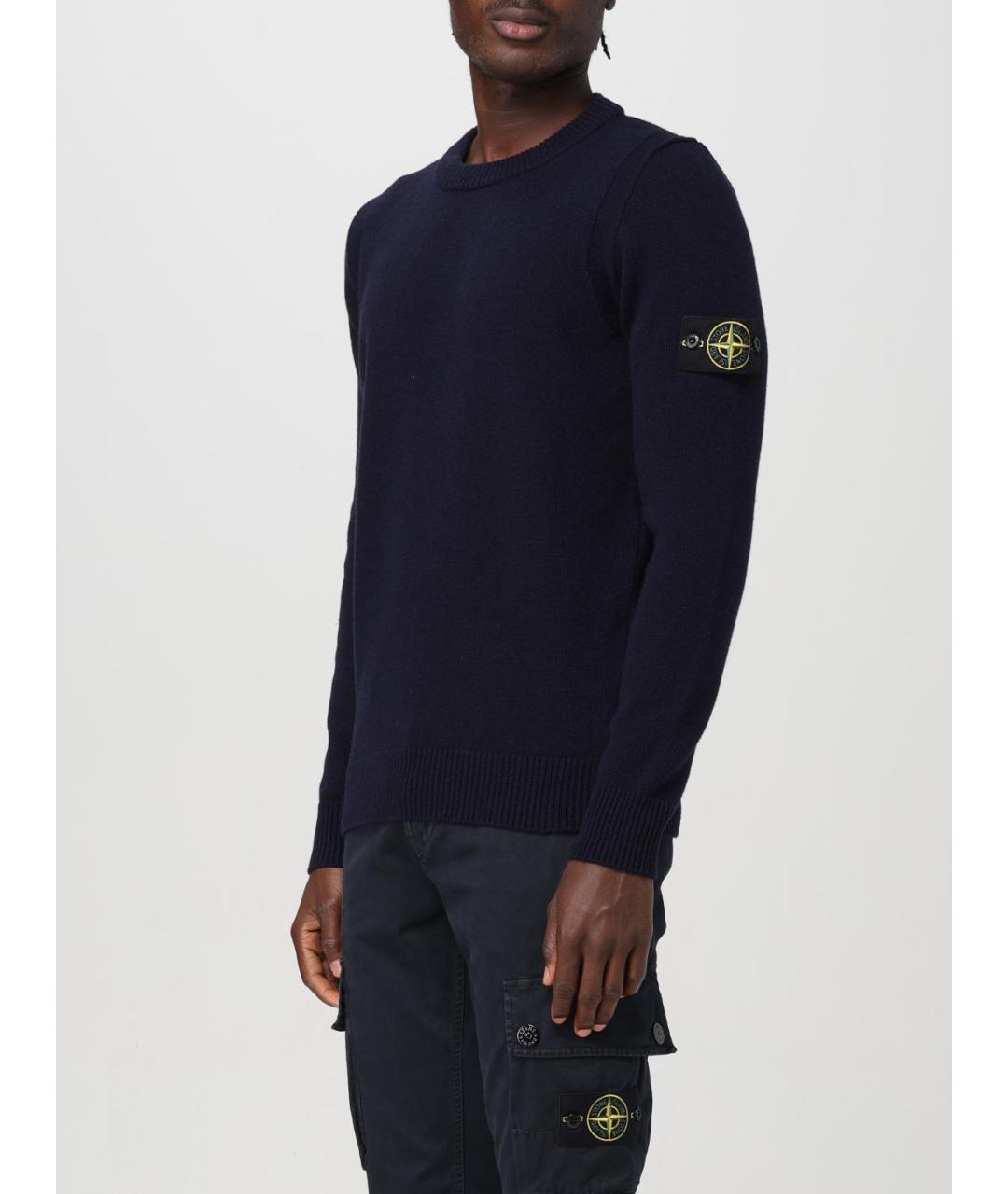 STONE ISLAND Темно-синий хлопковый джемпер / свитер, фото 5