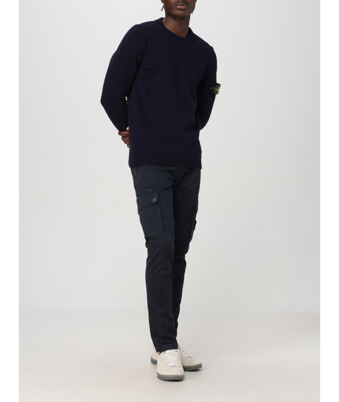STONE ISLAND Темно-синий хлопковый джемпер / свитер, фото 3