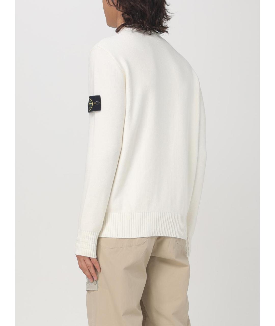 STONE ISLAND Белый хлопковый джемпер / свитер, фото 4