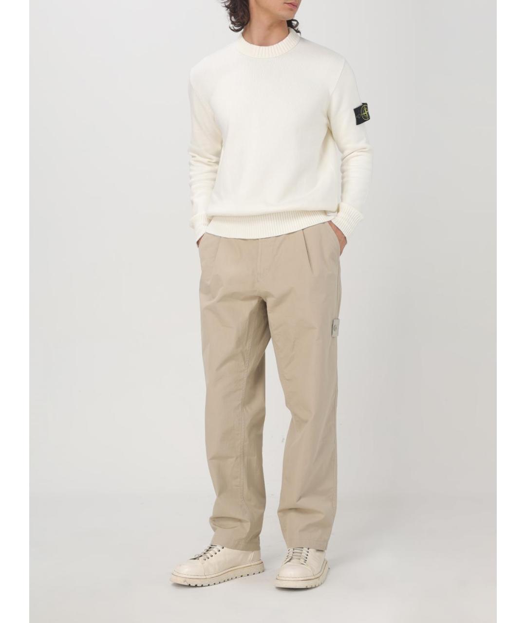 STONE ISLAND Белый хлопковый джемпер / свитер, фото 3