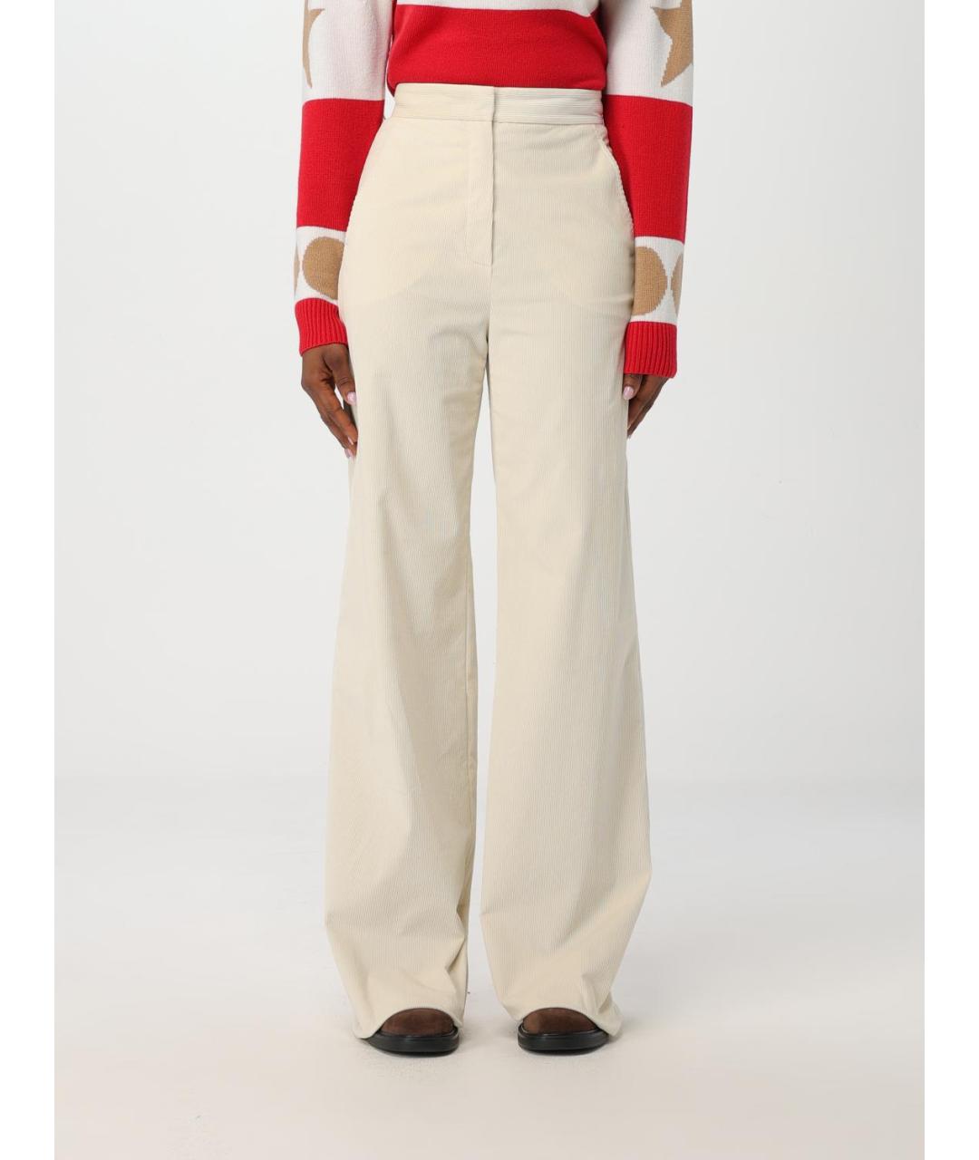 MAX MARA Бежевые бархатные прямые брюки, фото 2