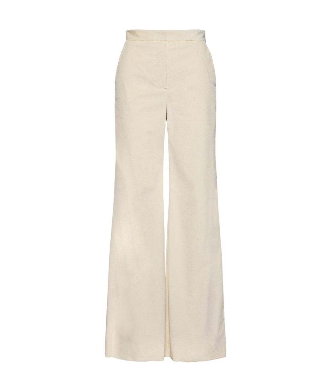 MAX MARA Бежевые бархатные прямые брюки, фото 1