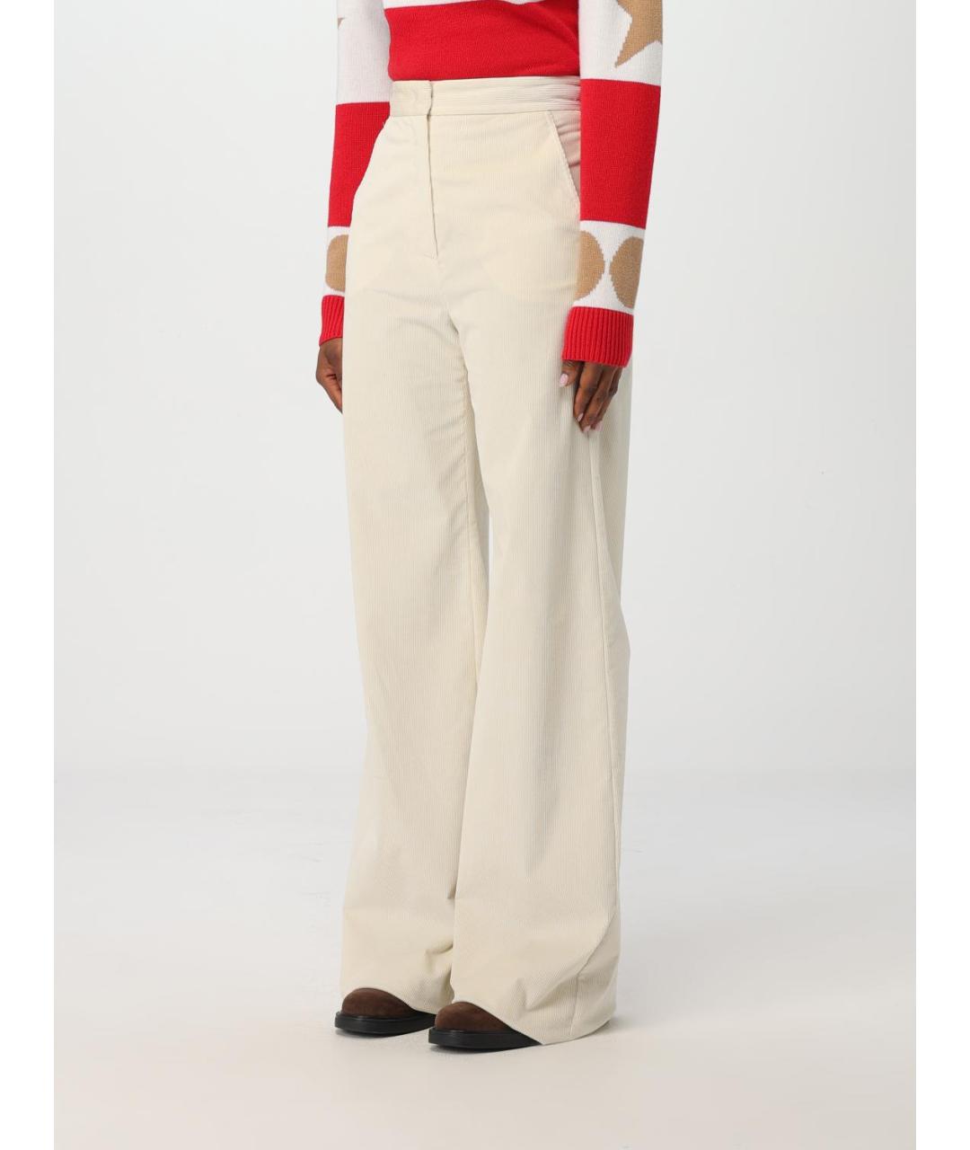 MAX MARA Бежевые бархатные прямые брюки, фото 5