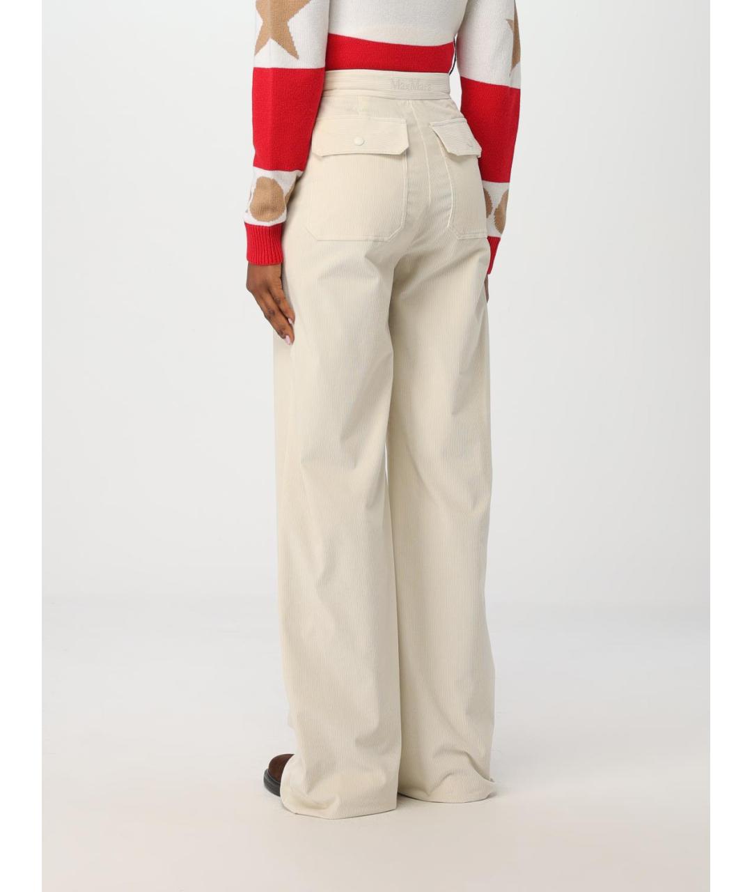MAX MARA Бежевые бархатные прямые брюки, фото 4