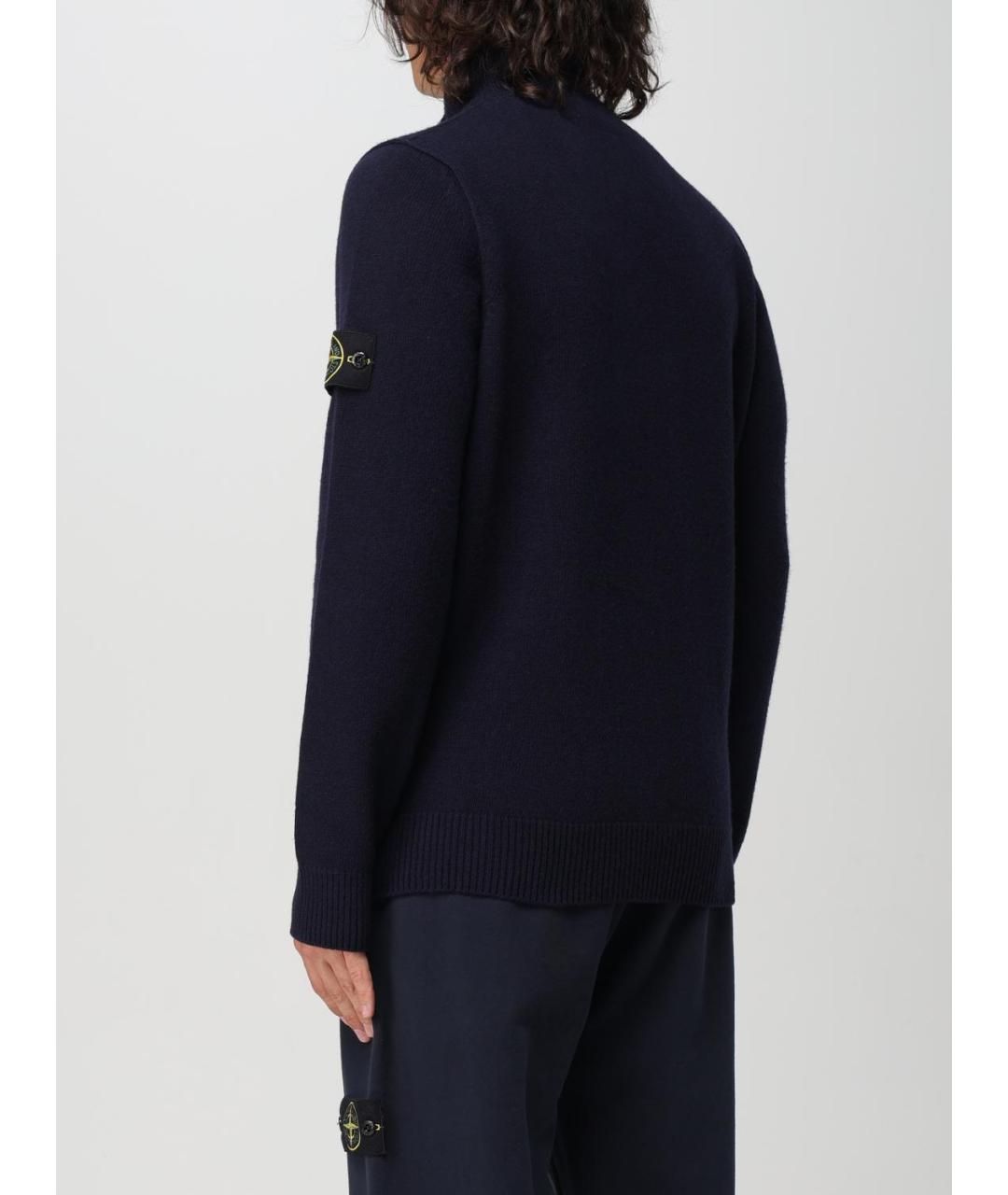 STONE ISLAND Темно-синий хлопковый джемпер / свитер, фото 3