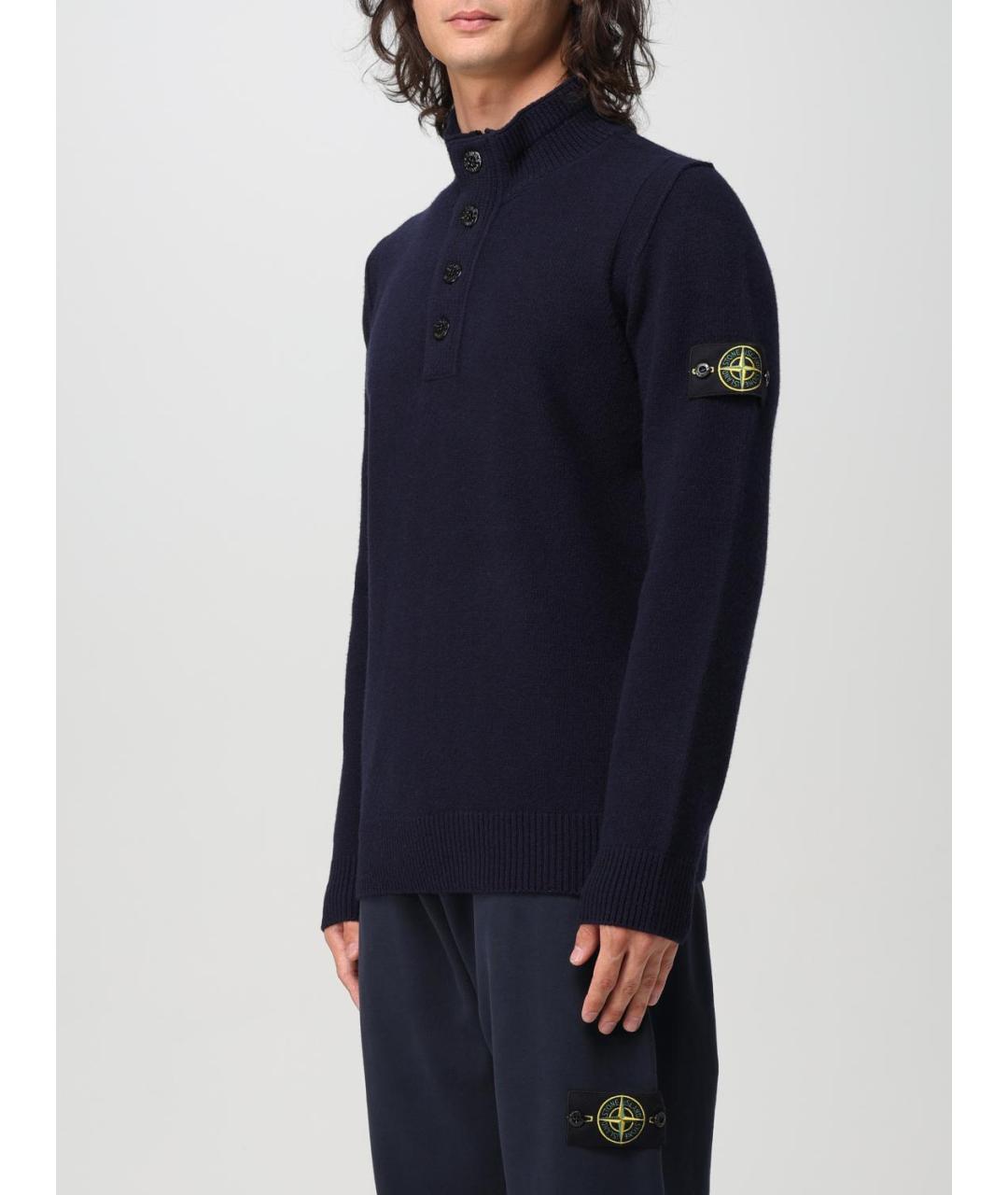 STONE ISLAND Темно-синий хлопковый джемпер / свитер, фото 4
