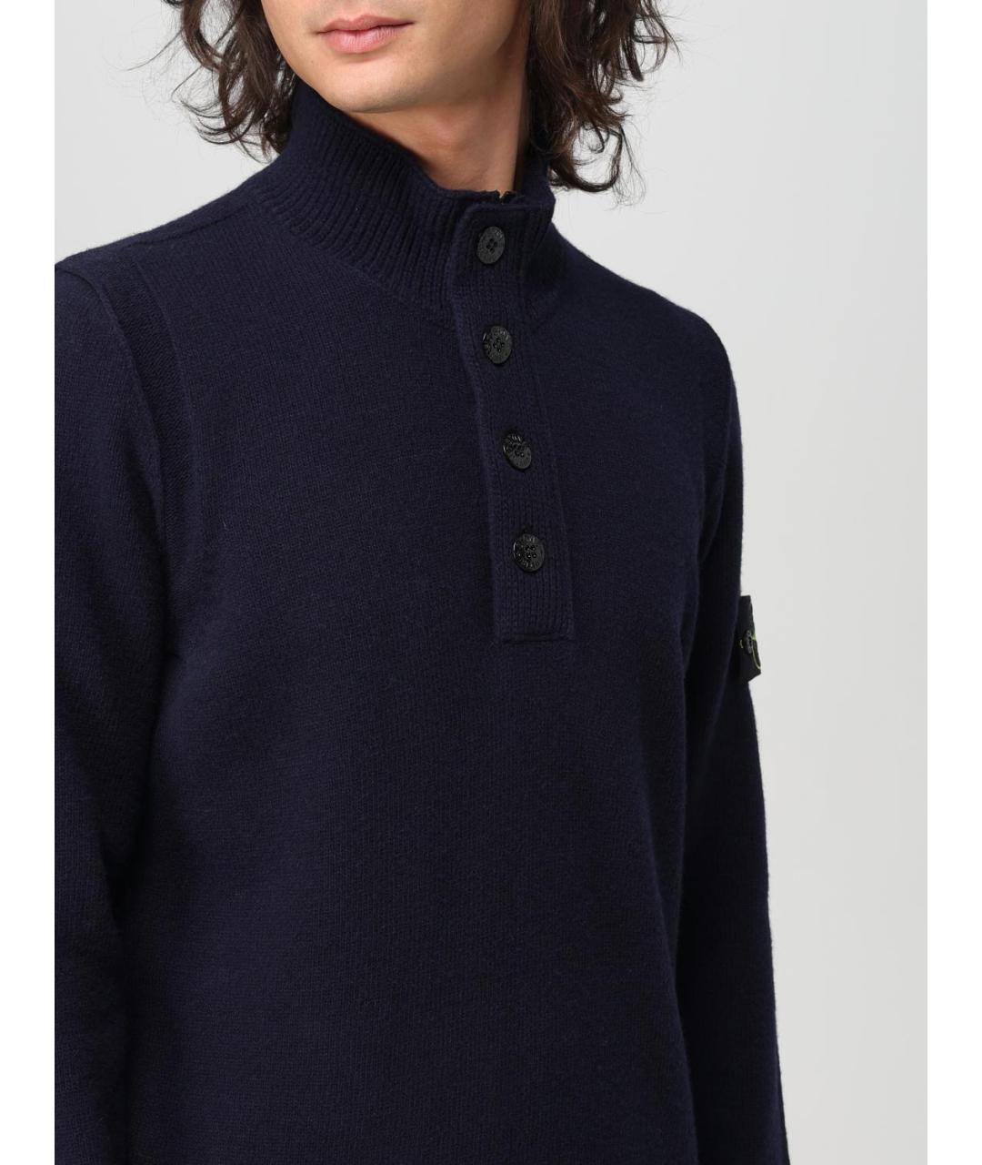 STONE ISLAND Темно-синий хлопковый джемпер / свитер, фото 5