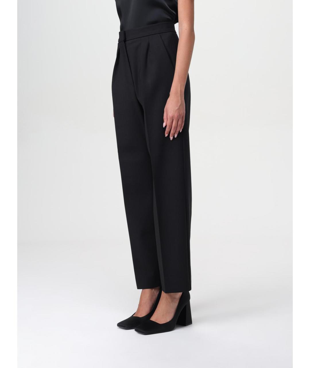 MAX MARA Черные шерстяные прямые брюки, фото 5