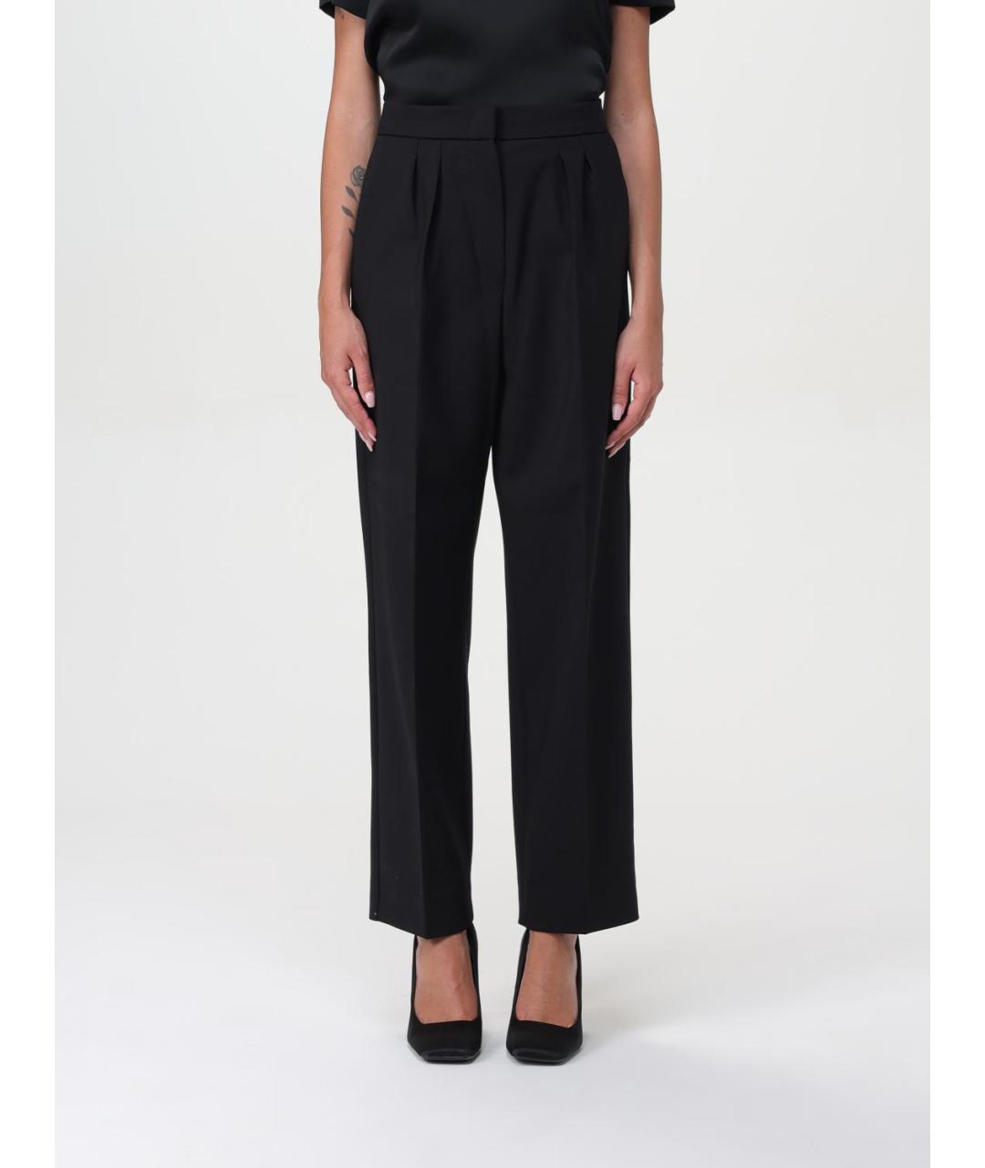 MAX MARA Черные шерстяные прямые брюки, фото 2