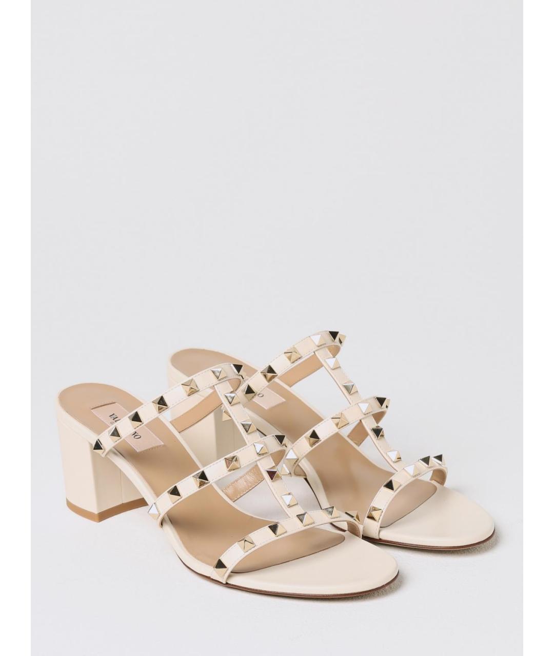 VALENTINO Бежевые кожаные босоножки, фото 2