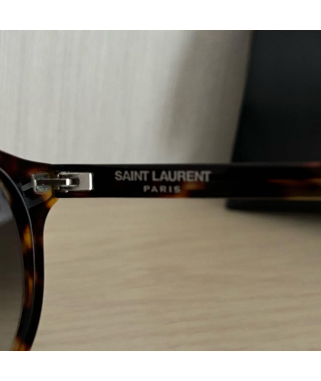 SAINT LAURENT Коричневые пластиковые солнцезащитные очки, фото 6