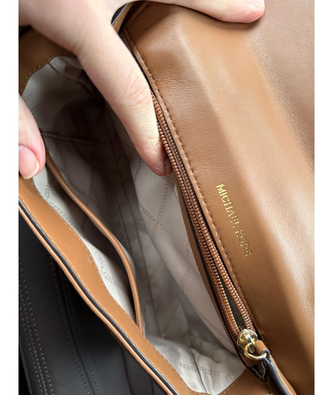 MICHAEL KORS Коричневая кожаная сумка через плечо, фото 6