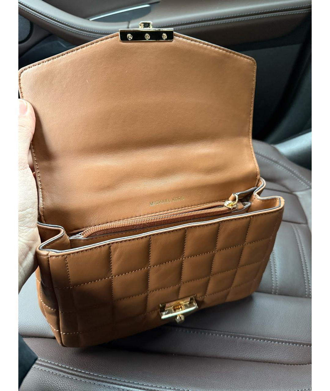 MICHAEL KORS Коричневая кожаная сумка через плечо, фото 4
