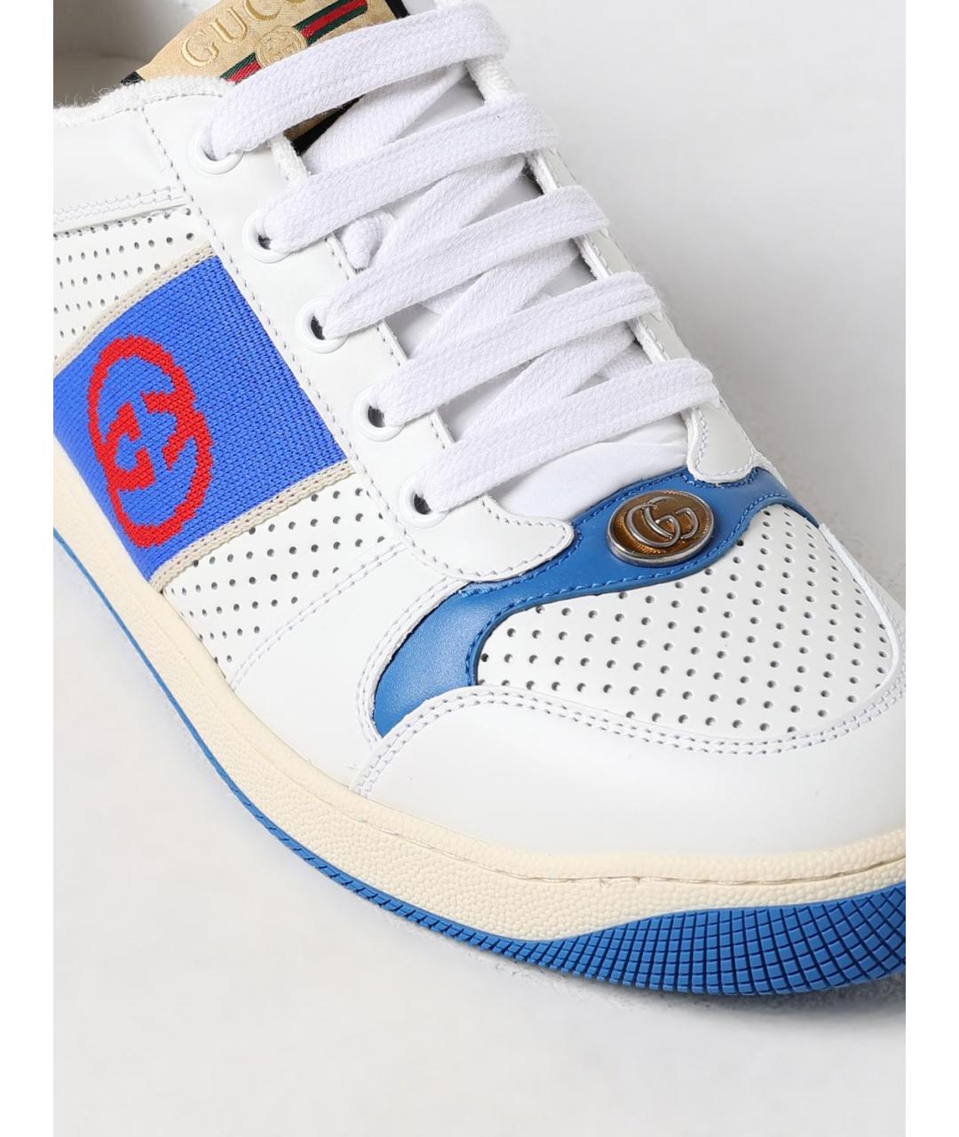 GUCCI Белые кожаные низкие кроссовки / кеды, фото 4