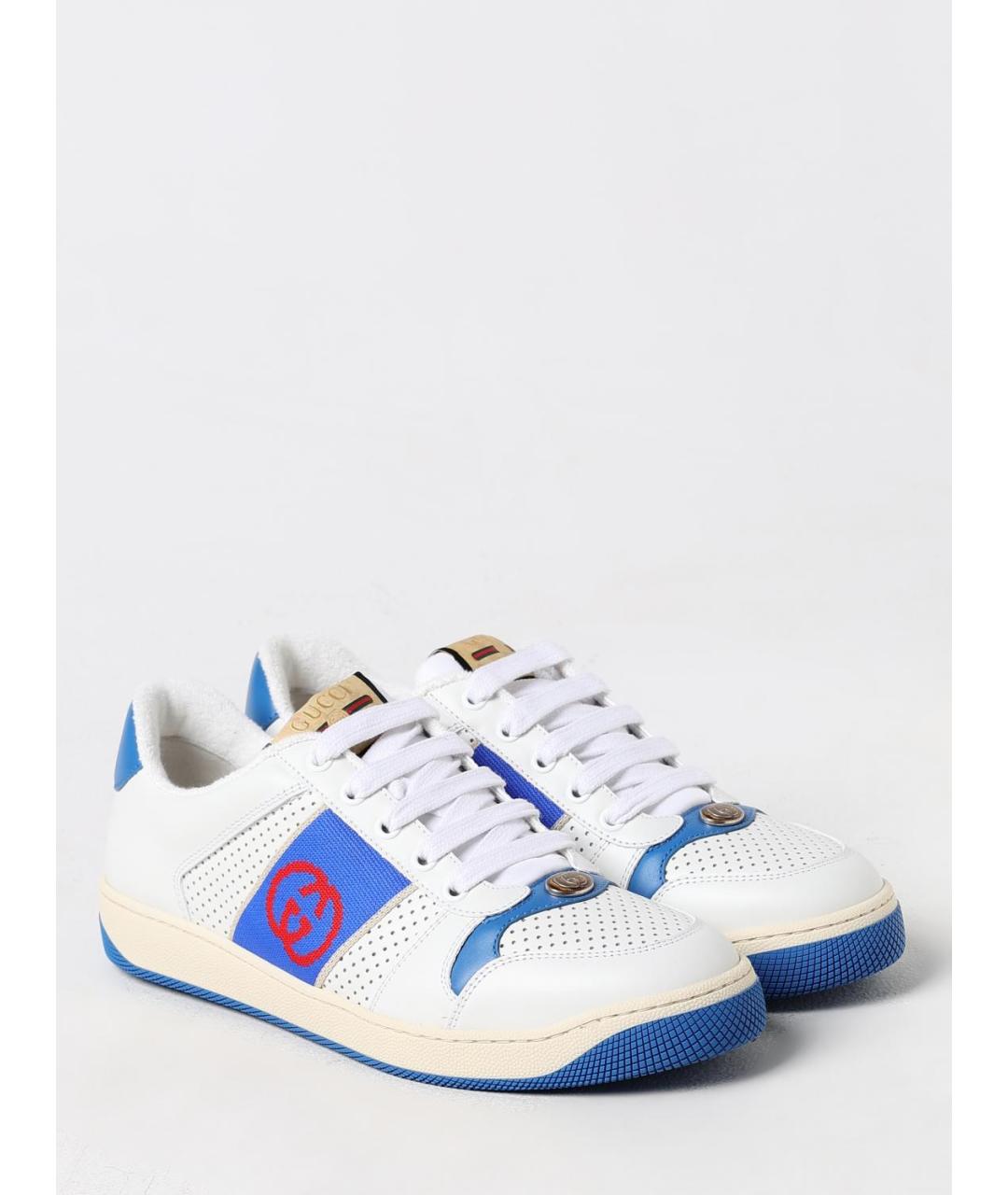 GUCCI Белые кожаные низкие кроссовки / кеды, фото 2
