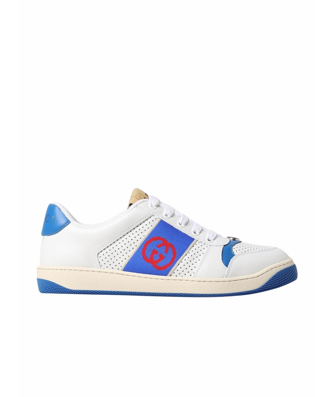 GUCCI Белые кожаные низкие кроссовки / кеды, фото 1