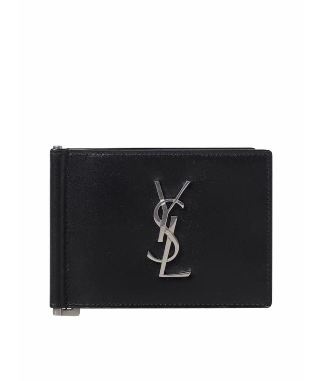 SAINT LAURENT Черный кожаный кошелек, фото 1
