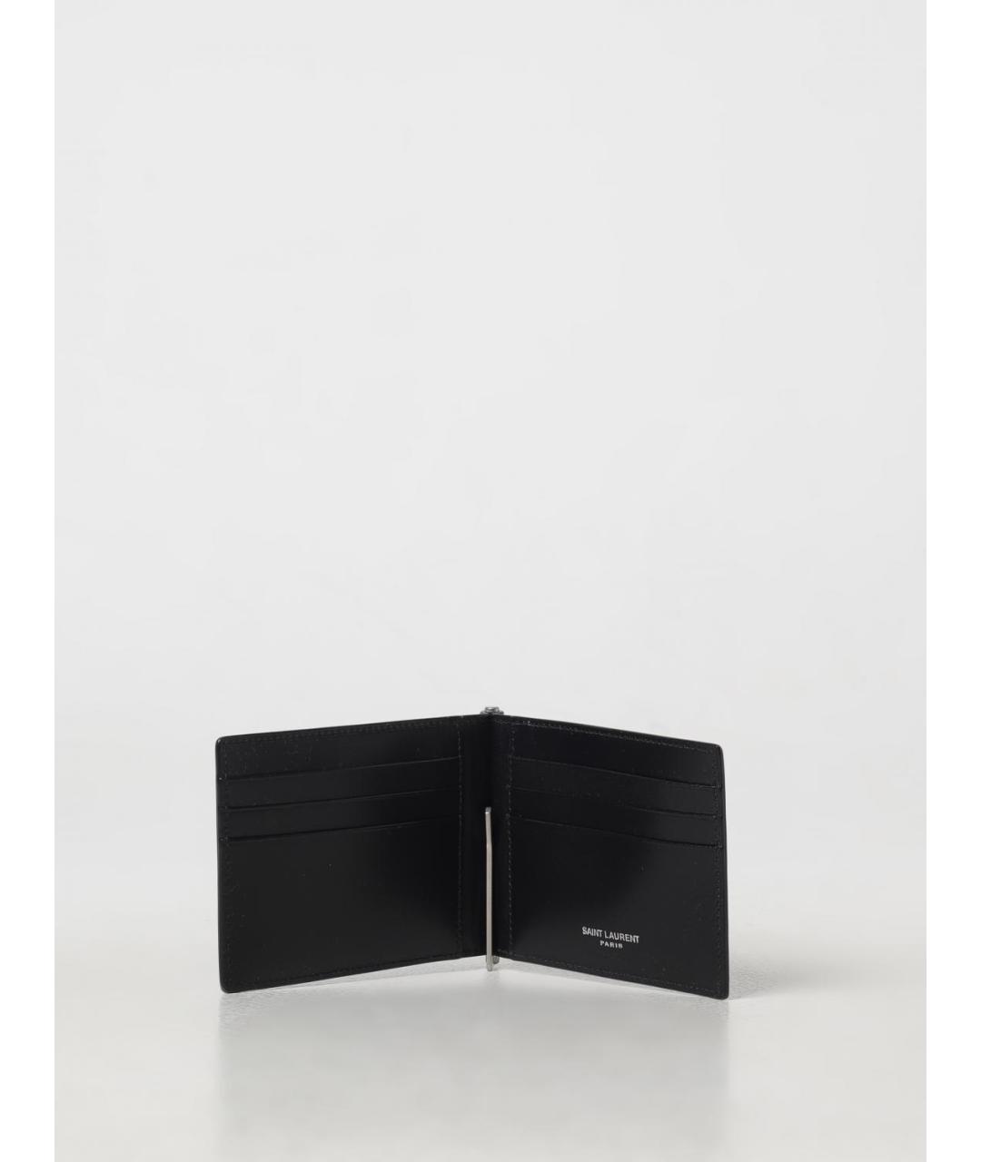 SAINT LAURENT Черный кожаный кошелек, фото 2