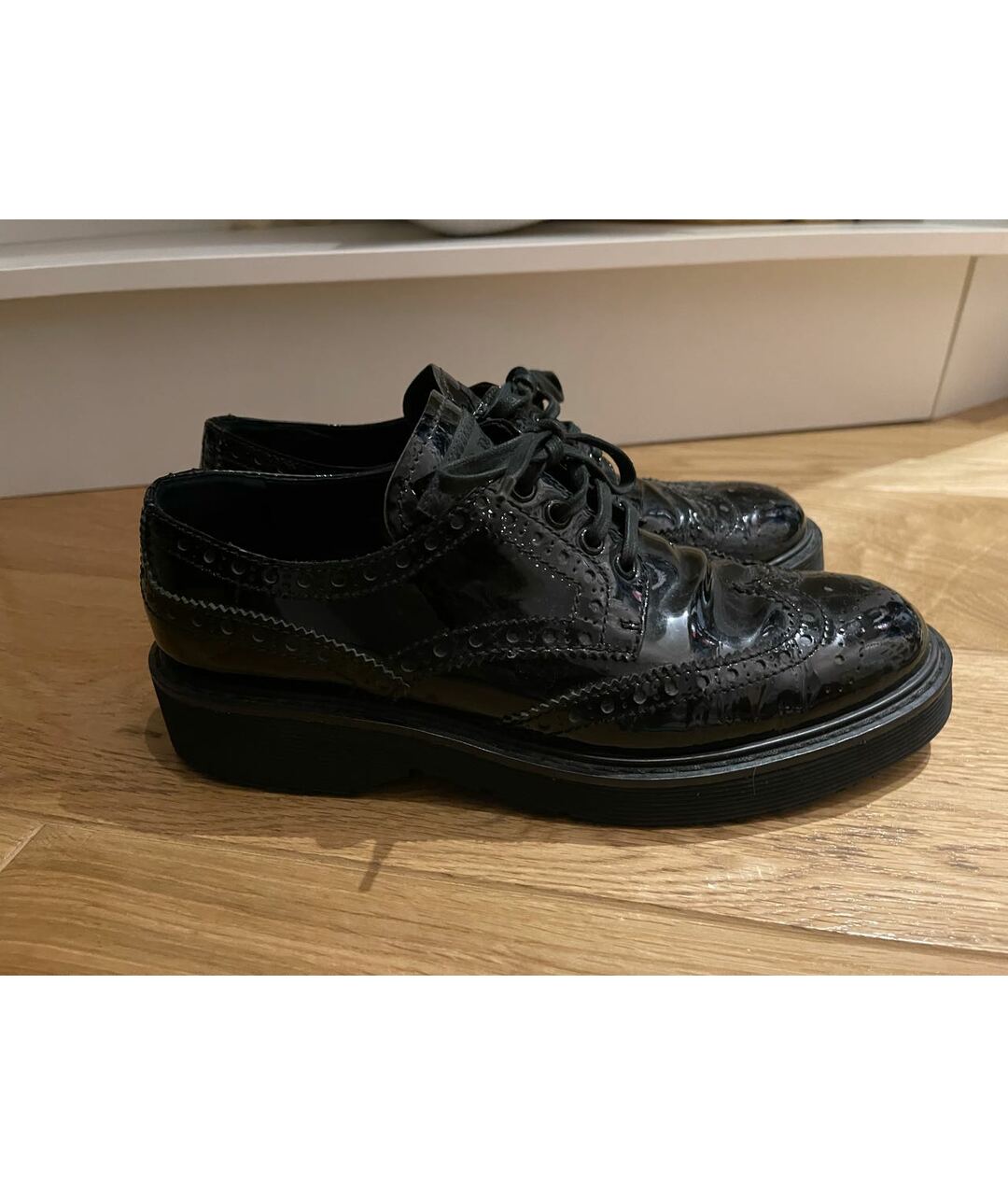 PRADA Черные брогги и оксфорды из лакированной кожи, фото 7