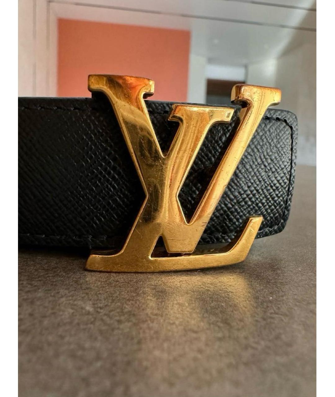 LOUIS VUITTON Черный кожаный ремень, фото 3