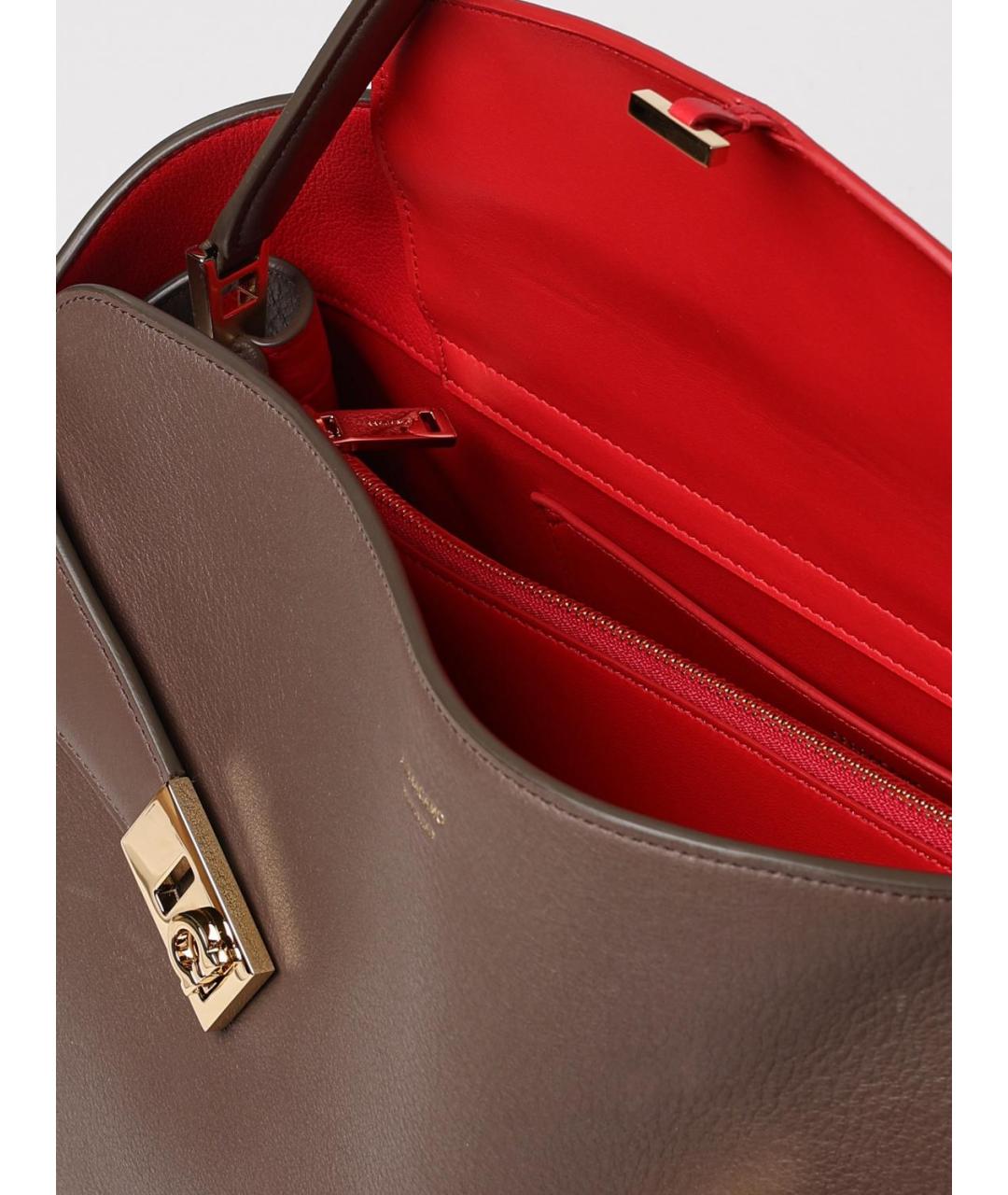 FERRAGAMO Коричневая кожаная сумка тоут, фото 4