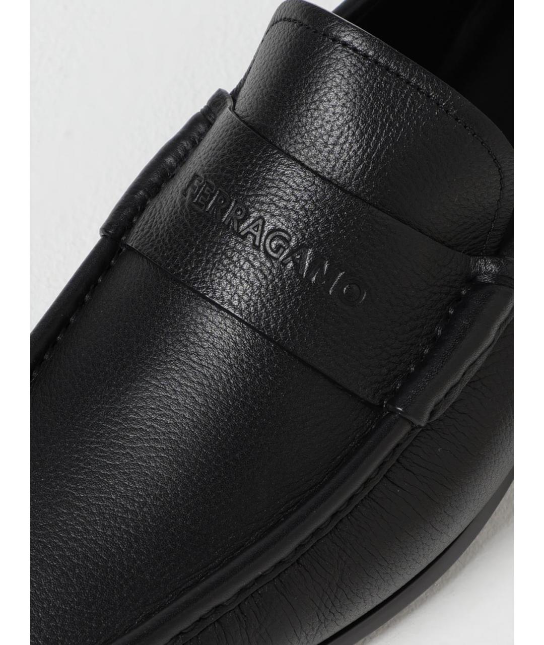 FERRAGAMO Черные кожаные лоферы, фото 4