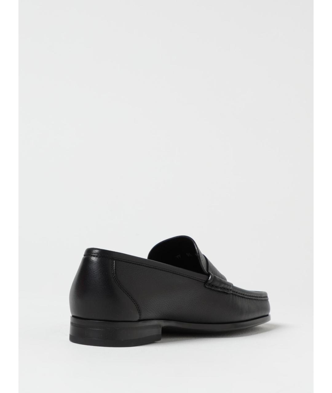 FERRAGAMO Черные кожаные лоферы, фото 3