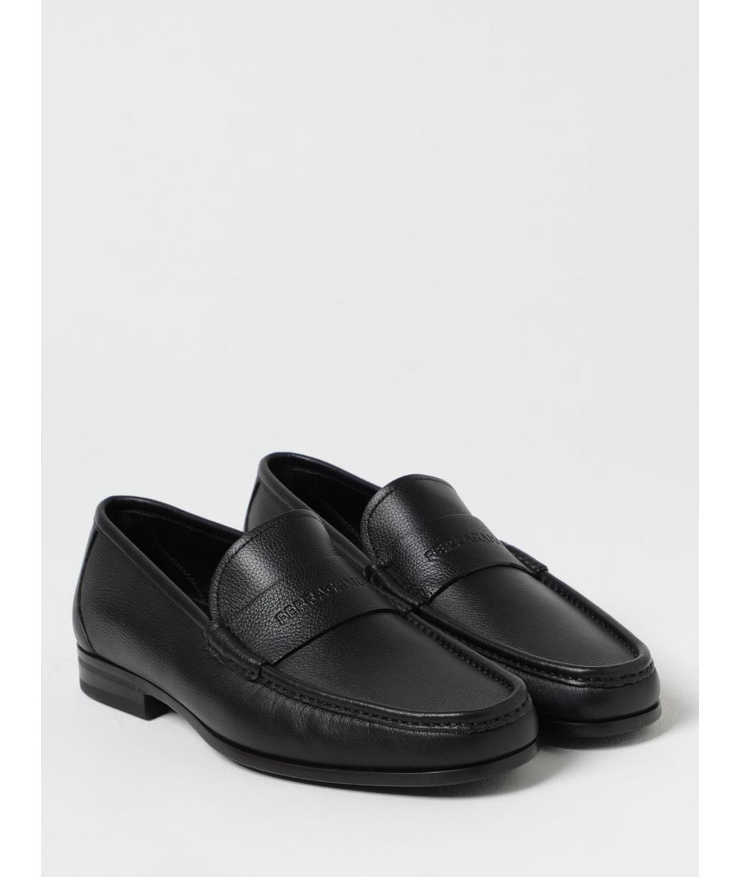 FERRAGAMO Черные кожаные лоферы, фото 2