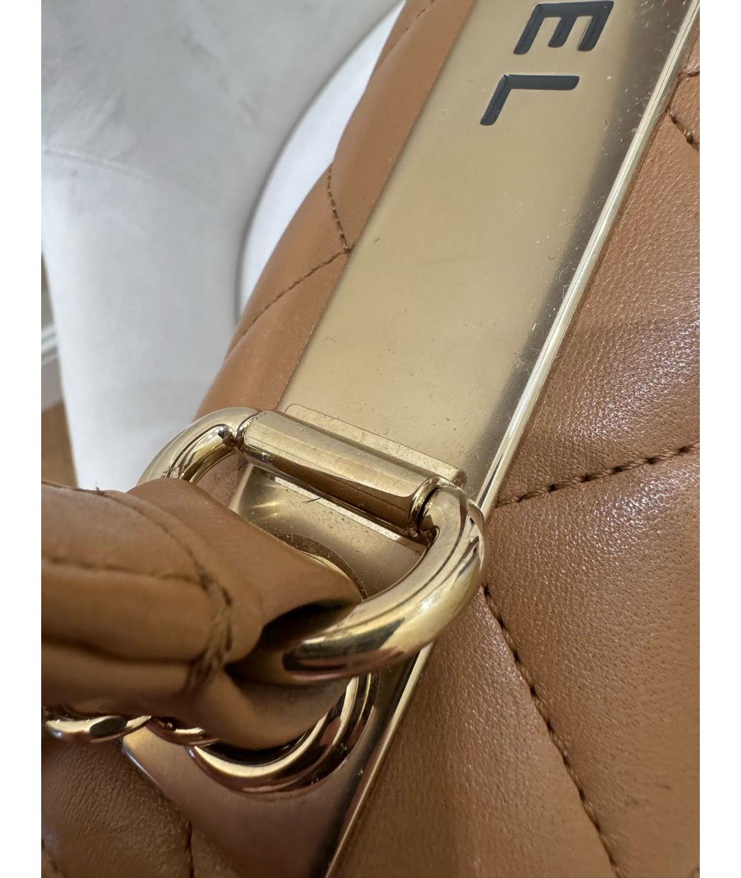 CHANEL Коричневая кожаная сумка с короткими ручками, фото 6