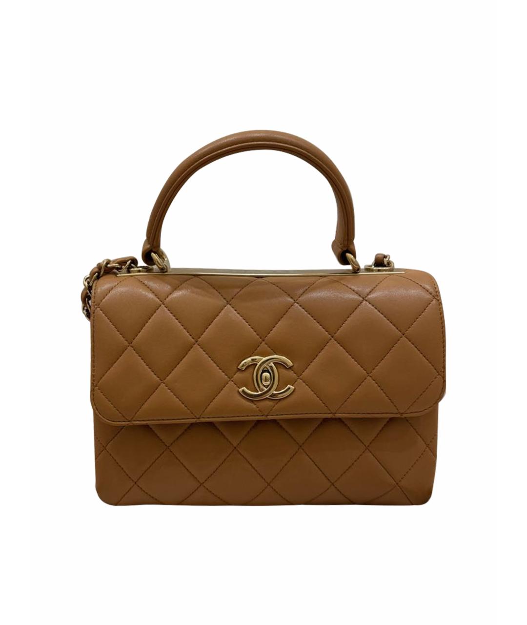 CHANEL Коричневая кожаная сумка с короткими ручками, фото 1