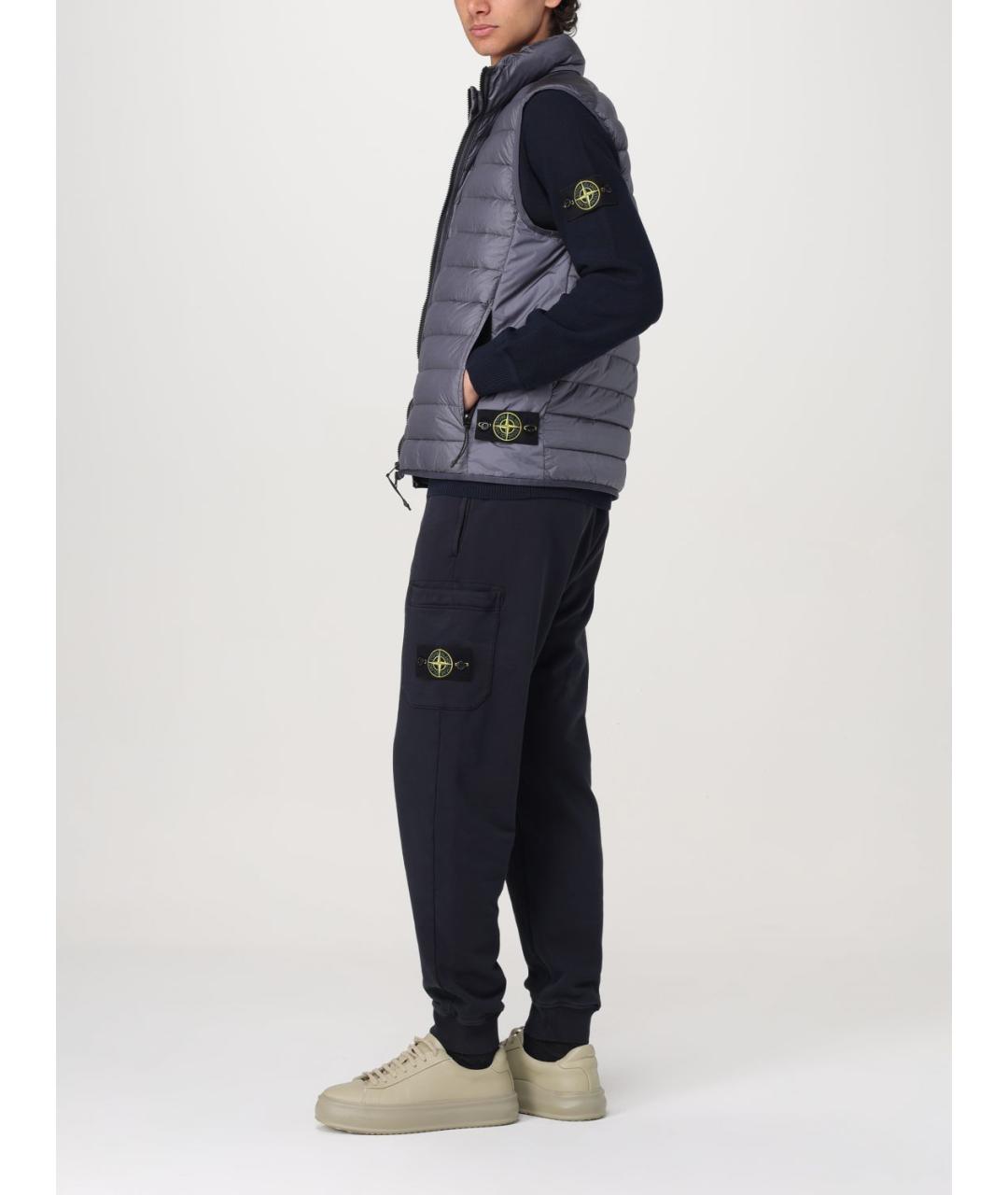 STONE ISLAND Темно-синий хлопковый джемпер / свитер, фото 3