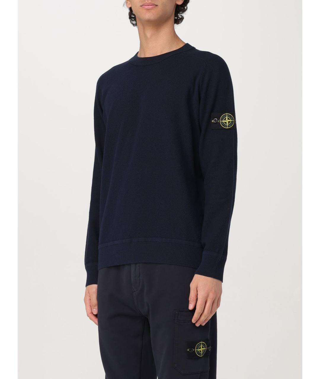 STONE ISLAND Темно-синий хлопковый джемпер / свитер, фото 5