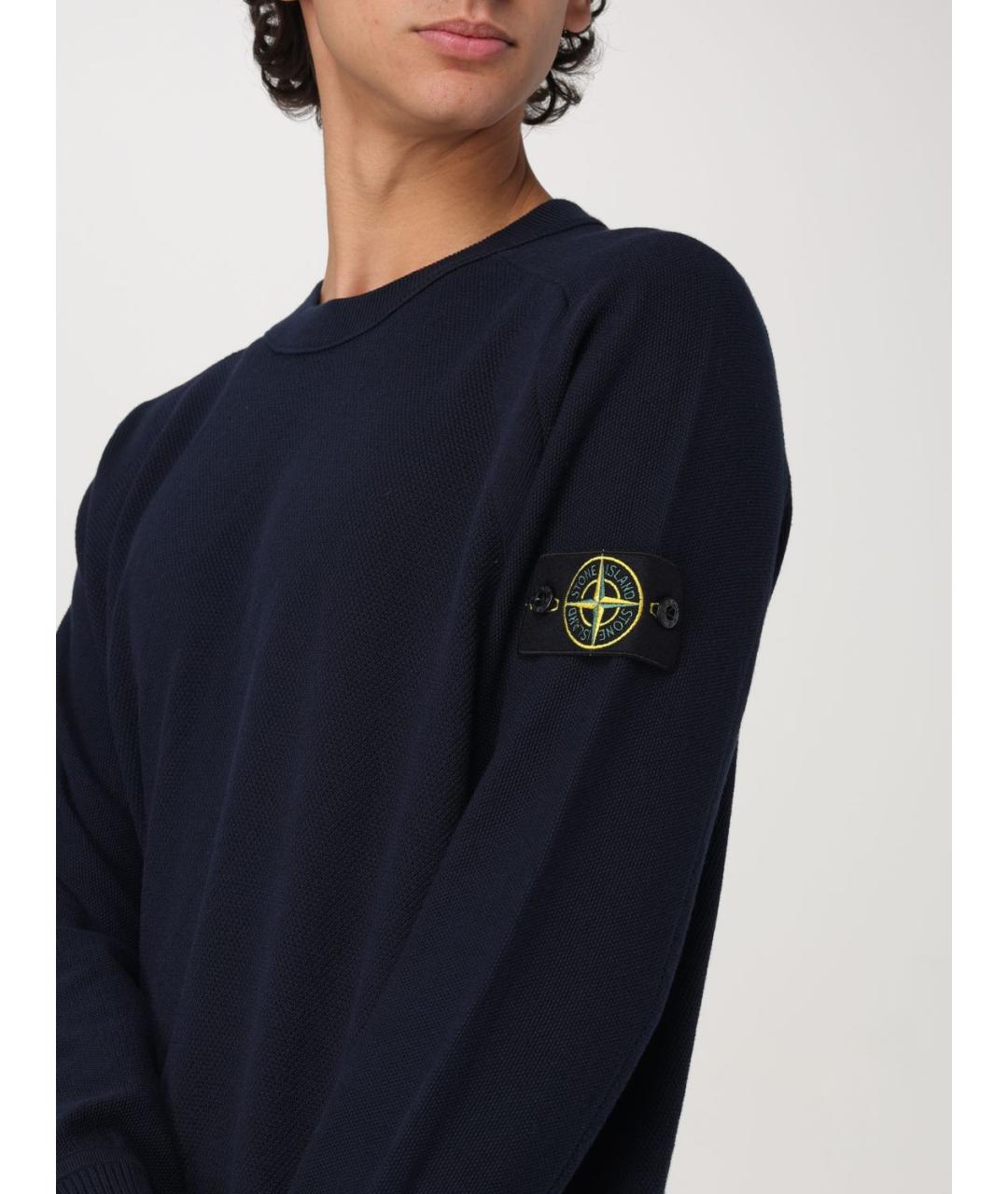 STONE ISLAND Темно-синий хлопковый джемпер / свитер, фото 6