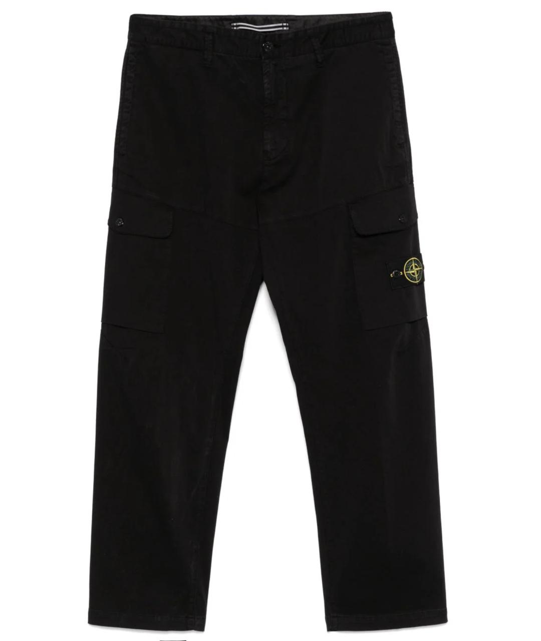 STONE ISLAND Черные хлопковые повседневные брюки, фото 1
