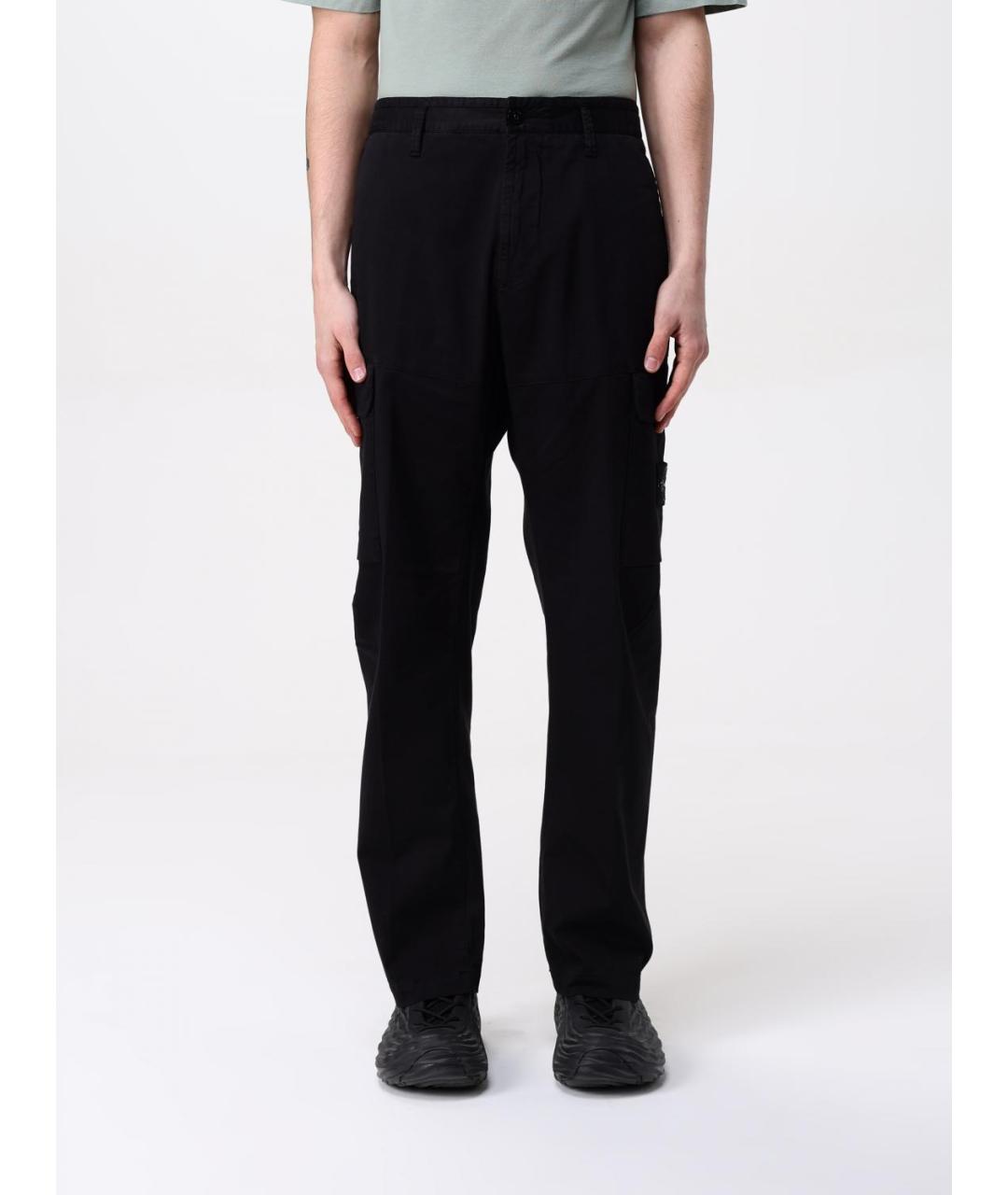 STONE ISLAND Черные хлопковые повседневные брюки, фото 2