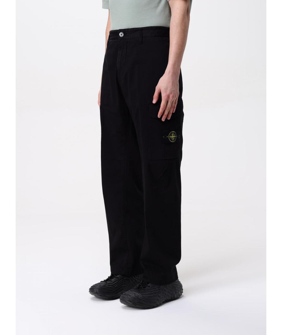 STONE ISLAND Черные хлопковые повседневные брюки, фото 5