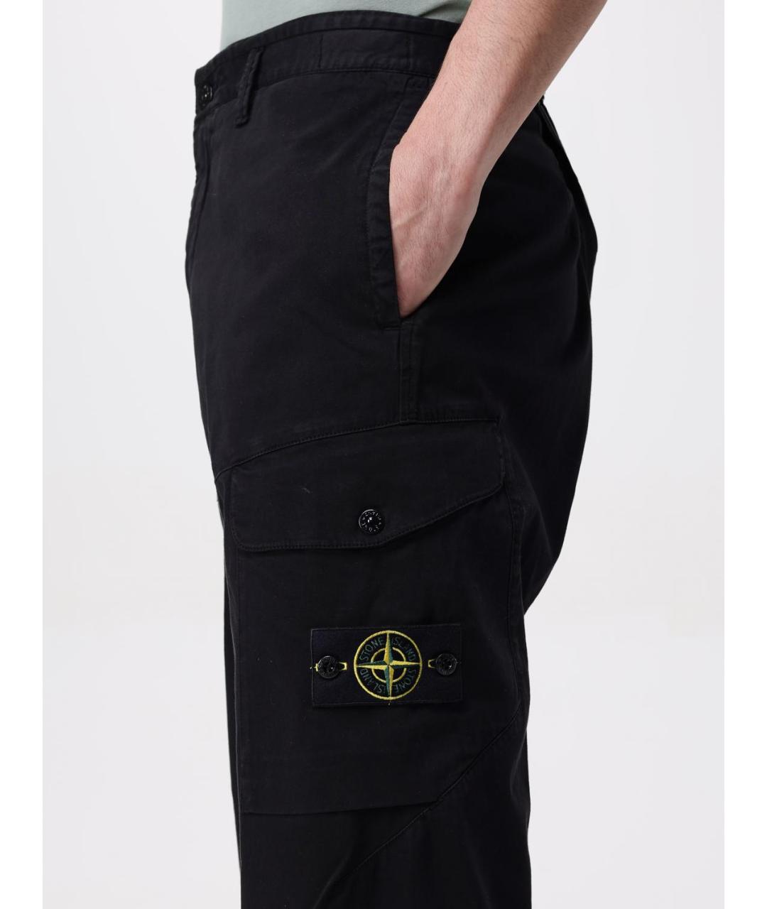 STONE ISLAND Черные хлопковые повседневные брюки, фото 6