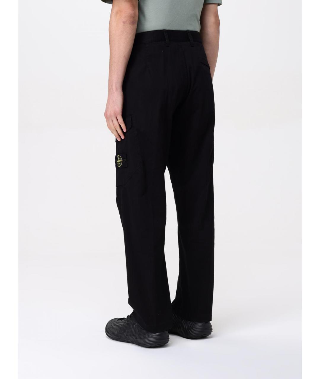 STONE ISLAND Черные хлопковые повседневные брюки, фото 4
