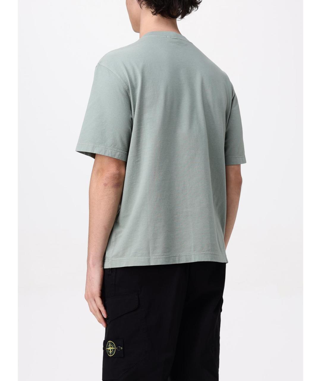 STONE ISLAND Серая хлопковая футболка, фото 4